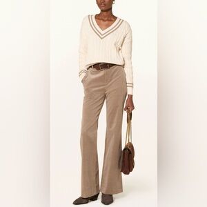 LAUREN RALPH LAUREN Taupe Corduroy High Rise Bootcut Pants 4